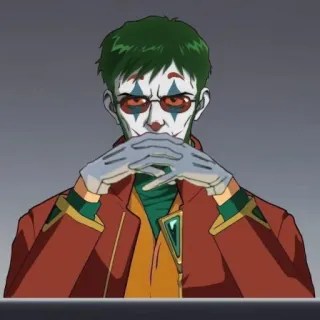 🤡 Joker Badut, Riasan, Penjahat, Joker, Neon Genesis Evangelion, Gendo Ikari telegram sticker