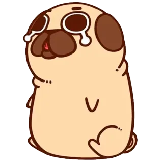 😭 ปั๊ก, หมา, ร้องไห้, เศร้า, อารมณ์, การ์ตูน, สัตว์ whatsapp sticker