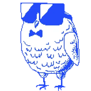 😎 burung hantu, kacamata hitam, dasi kupu-kupu, keren, binatang, burung telegram sticker