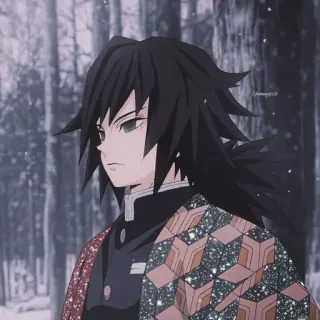 ⭐ Giyu Tomioka Demon Slayer anime, giyu tomioka, demon slayer, winter, character whatsapp sticker