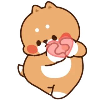 ❤️ chó, trái tim, dễ thương, động vật, yêu, kawaii telegram sticker