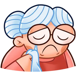 😢 triste, piangendo, nonna, anziana, lacrima, emotivo whatsapp sticker