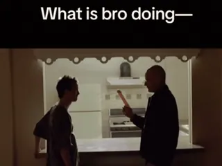 🌟 What is bro doing— юмор, вопрос, мужчина, кухня, человек whatsapp sticker