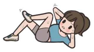 🏃 ejercicio, entrenamiento, fitness, sudor, abdominales, mujer telegram sticker