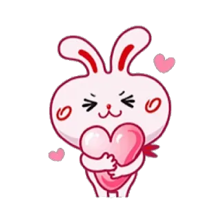 🐰 rabbit, heart, love, cute, cartoon, kawaii telegram sticker