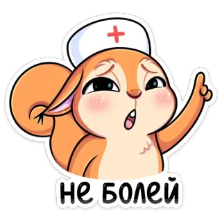 👨‍⚕️ НЕ БОЛЕЙ Eichhörnchen, Krankenschwester, Cartoon, süß, Gesundheit, Gute Besserung, Gute Besserung telegram sticker