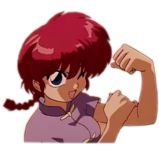 💪 Akane Tendo Ranma ½ anime, girl, martial arts, strong, cartoon telegram sticker