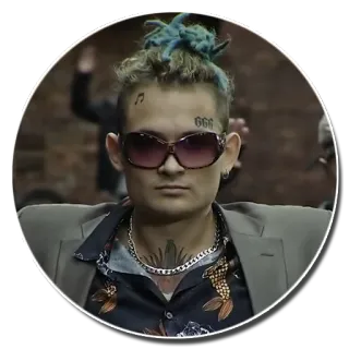 🍍 666 osoba, okulary przeciwsłoneczne, fryzura, biżuteria, tatuaż telegram sticker