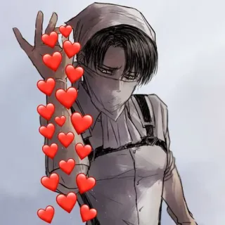 ❤️ Levi Ackerman Attack on Titan Anime, Levi, AoT, Ataque dos Titãs, Limpo, Corações, Fofo, Fanart telegram sticker