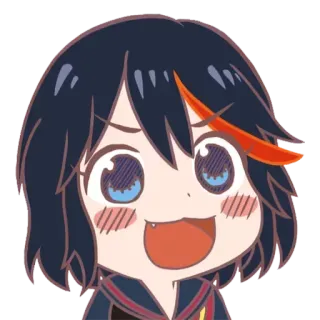 😃 Ryuko Matoi Kill la Kill Anime, Kreskówka, Szczęśliwy, Słodki, Postać kobieca telegram sticker