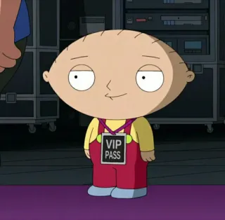 🧸 Stewie Griffin Family Guy VIP PASS cartoon, tv show, VIP, character, animation, comedy, sitcom telegram sticker