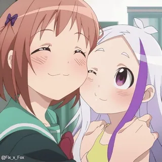 🥰 动漫, 女孩, 友谊, 可爱, 卡通, 插画 telegram sticker