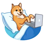 💻 dog, shiba inu, laptop, pillow, animal whatsapp sticker