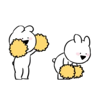 😄 conejo, animación, pompones, lindo, dibujos animados telegram sticker