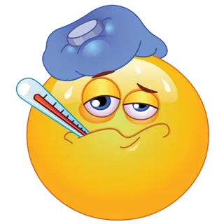 😪 emoji, malade, maladie, fièvre, thermomètre, rhume, maux de tête telegram sticker