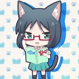 🧐 アニメ, 猫, 本, 魚, カニ, 眼鏡, かわいい whatsapp sticker