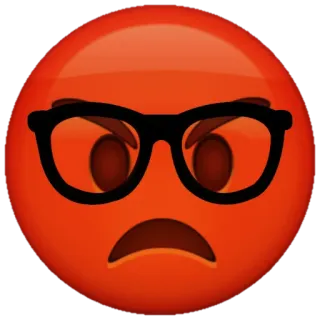 😡 злой, эмодзи, красный, лицо, очки, несчастный, разочарованный, раздраженный telegram sticker