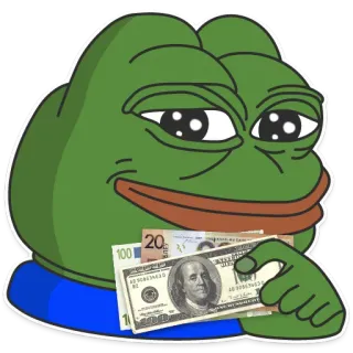 💵 Pepe the Frog frog, meme, money, currency, cash telegram sticker
