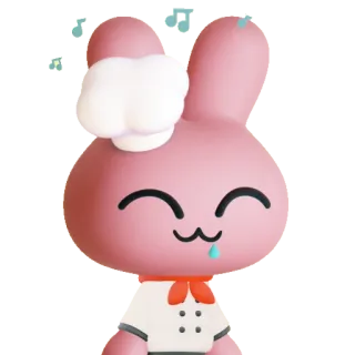 🟣 bunny, chef, cute, pink, animal, cartoon whatsapp sticker