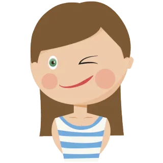 😉 kartun, gadis, kedip, senyum, imut, stiker telegram sticker