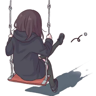 🦅 anime, girl, swing, sad, lonely, illustration whatsapp sticker
