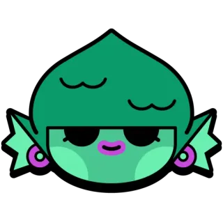 ❌ sticker, cartone animato, verde, personaggio, carino, occhiali da sole, labbra whatsapp sticker