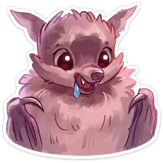 🤤 bat, animal, cute, flying, creature, mammal telegram sticker