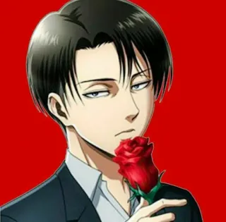😘 Levi Ackerman Attack on Titan อนิเมะ, กุหลาบ, รีไวล์, ผ่าพิภพไททัน, ตัวละคร telegram sticker
