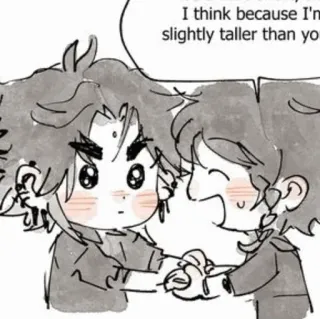☁️ I think because I'm slightly taller than you kreskówka, przyjaźń, dialog, porównanie wzrostu telegram sticker