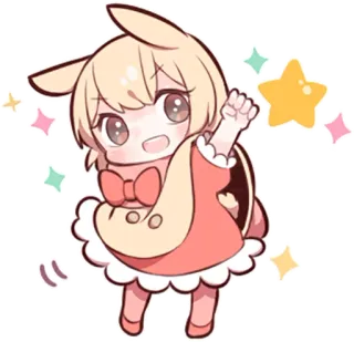 😃 애니메이션, 치비, 카와이, 귀여운, 반짝이, 토끼, 토끼, 만화 telegram sticker