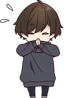 🙏 Anime, Chibi, Cartoon, Personage, Schattig, Jongen, Digitale kunst telegram sticker