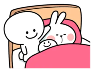 😴 Cartoon, Schattig, Familie, Bed, Slaap telegram sticker