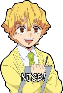 👍 Zenitsu Agatsuma Demon Slayer NICE! anime, demon slayer, nice, zenitsu, funny telegram sticker