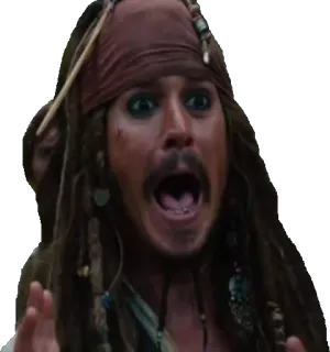 😱 Jack Sparrow Pirates of the Caribbean bajak laut, kapten, takut, lucu, film telegram sticker