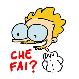 🧐 CHE FAI? kreskówka, włoski, pytanie, śmieszne, wyrażenie telegram sticker