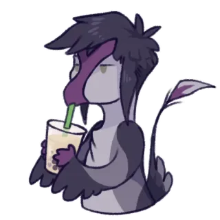 🥛 boba, fofo, adesivo, pássaro, antropomórfico, bebida, drinque, desenho animado telegram sticker