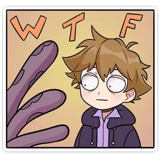 🤨 WTF Kreskówka, Szok, Wyraz, Śmieszne, Slang telegram sticker