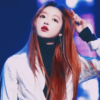 🗝 woman, red hair, portrait, korean, k-pop, singer, style, fashion telegram sticker