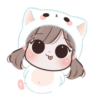 🍥 Desenho animado, Bonito, Menina, Gato, Animal, Kawaii whatsapp sticker