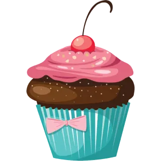 🍮 Капкейк, Десерт, Сладкое, Выпечка, Еда, Вишня, Розовая глазурь telegram sticker