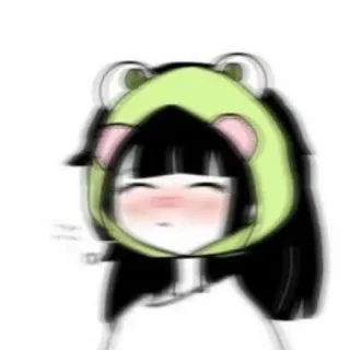 🌟 Anime, Chica, Lindo, Rana, Sudadera con capucha, Kawaii telegram sticker