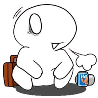😤 fatigué, café, bagages, dessin animé, simple telegram sticker