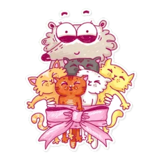 😸 แมว, ลูกแมว, น่ารัก, การ์ตูน, สัตว์, มิตรภาพ, ริบบิ้น, ของขวัญ telegram sticker