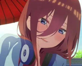💙 Miku Nakano The Quintessential Quintuplets anime, miku, nakano, headphones, smile telegram sticker