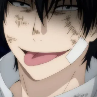 ♠️ anime, smirk, tongue, bandaid, scars telegram sticker