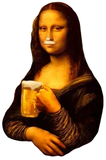 🍺 Mona Lisa Mona Lisa, beer, parody, art, funny telegram sticker