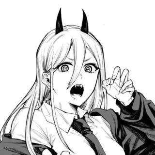 🌟 Power Chainsaw Man anime, devil, horns, fangs, manga telegram sticker