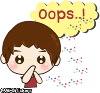 😥 oops..! 可爱, 卡通, 哎呀, 道歉, 错误 telegram sticker