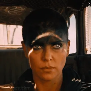 🤨 Furiosa Mad Max: Fury Road Furiosa, Mad Max, Charlize Theron, movie, character, action, adventure whatsapp sticker