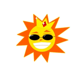 😁 sole, occhiali da sole, corona, cartone animato, felice, sorriso telegram sticker